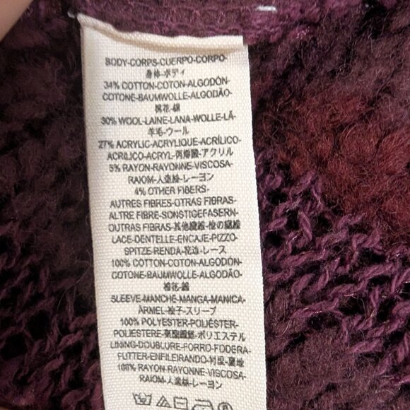 Free People Burgundy Knit and Crochet Dress, Size M, Bell Sleeves - Picture 3 of 8